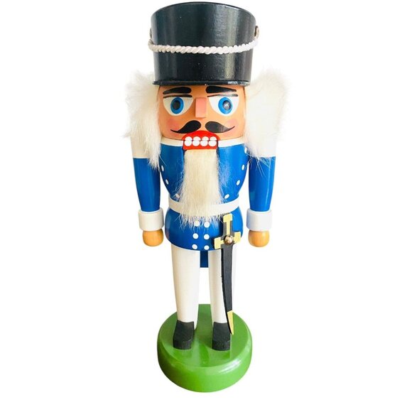 Authentic German Erzgebirge Handcraft Nutcracker Made in Germany Blue Soldier 8" - Picture 6 of 7